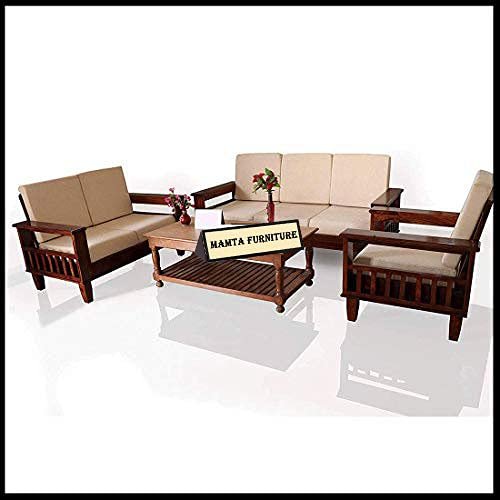 Mamta Furniture Wooden Solid Sheesham Wood 6 Seater Sofa Set with Cushions (6 Seater Sofa | 3+2+1, Natural Brown Finish)