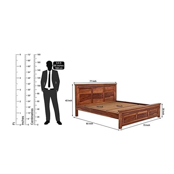 Saamenia Furnitures Solid Sheesham Wooden King Size Bed Without Storage For Living Room Furniture – Honey Finish