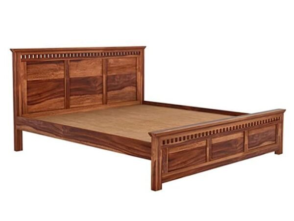 Saamenia Furnitures Solid Sheesham Wooden King Size Bed Without Storage For Living Room Furniture - Honey Finish
