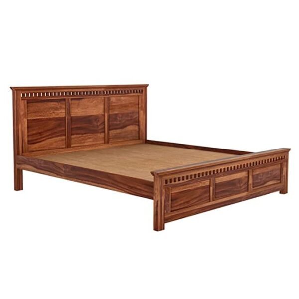 Saamenia Furnitures Solid Sheesham Wooden King Size Bed Without Storage For Living Room Furniture – Honey Finish