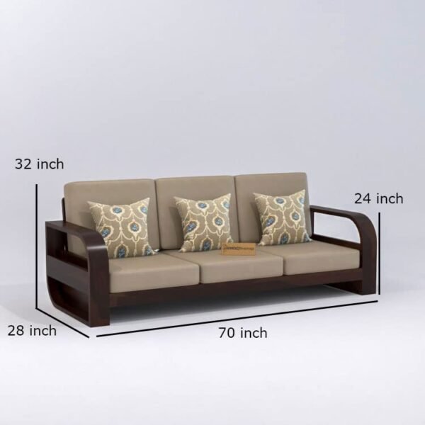 Saamenia Furniture Wooden 4 Seater Sofa Set for Living Room , Four Seater Sofa for Office & Lounge , 3+1 Seater Sofa Sets for Home , Sheesham Wood, Walnut