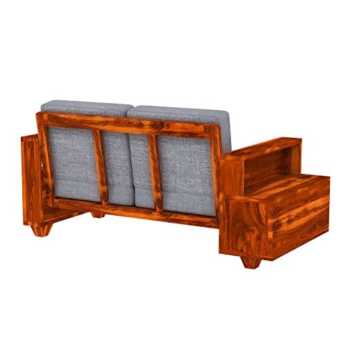 Mamta Furniture 7 Seater Solid Sheesham Wood Sofa Set | Natural Teak Finish | 3+2+2 Seating Configuration | Living Room | Drawing Room | Without Pillow