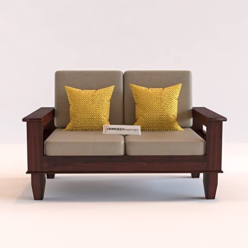 Mamta Furniture Wooden 4 Seater Sofa Set for Living Room, 2+2 Seater Sofa with 40 Density Cushions for Office & Lounge, Four Seater Sofa Sets for Home, Sheesham Wood, Mahogany