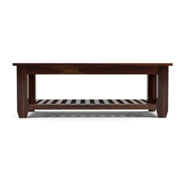 Mamta Furniture Vesta Solid Sheesham Wood Coffee Table | 44 x 22 x 16 Inches | Solid Wood Center Table with Shelf | Premium Living Room Furniture | Walnut Finish