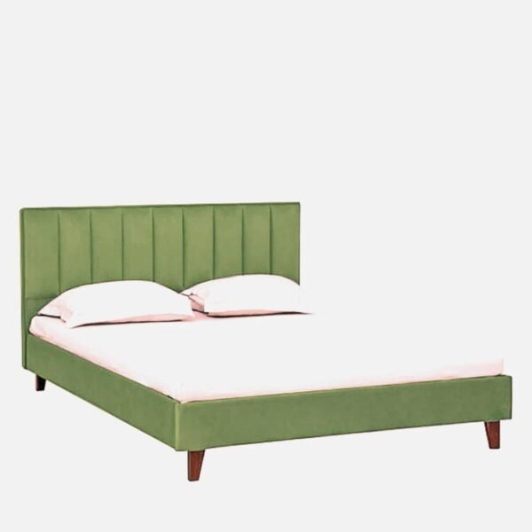Mamta Furniture Fabric Upholstered Queen Size Bed | Green Headboard | Wooden Bed Frame | Bedroom Bed | Master Bedroom | Guest Room | DIY Assembly | With Headboard