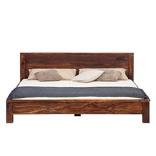 Saamenia Furnitures Sheesham Wood Queen Size Bed for Bedroom | Stylish Bed for Bedroom | Without Storage | Teak Finish |