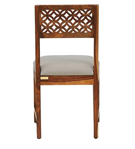 SAAMENIA FURNITURES Solid Sheesham Wooden Dining Chair Set of 2 Living Room Furniture with Cushions – Rustik Teak Finish
