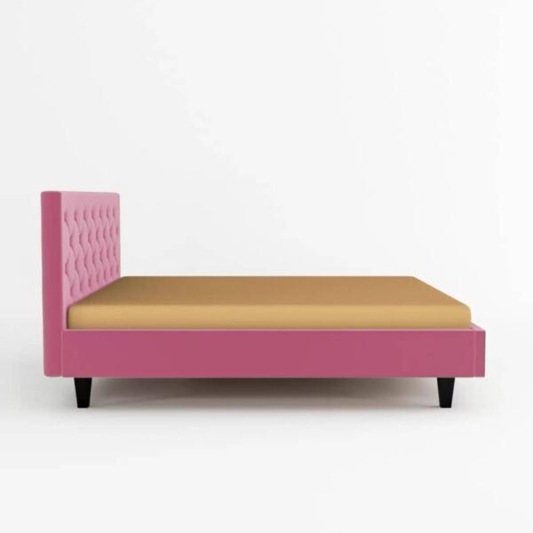 Mamta Furniture Fabric Queen Size Bed | Pink Finish | Bedroom Bed | Master Bedroom | Guest Room | DIY Assembly | With Headboard | King Size