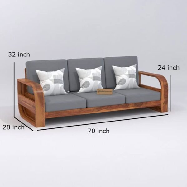 SAAMENIA FURNITURES Wooden 6 Seater Sofa Set for Living Room, Six Seater Sofa with 40 Density Cushions for Office & Lounge, 3+2+1 Seater Sofa Sets for Home, Sheesham Wood, Honey Finish