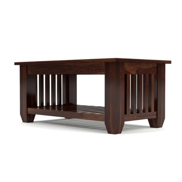 Mamta Furniture Sheesham Wood Coffee Table | 34 x 18 x 16 Inches | Walnut Finish | Living Room Table | Solid Wood Center Table with Shelf | Dining Room
