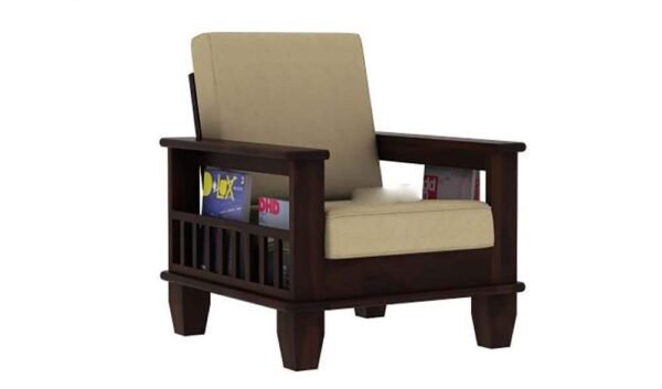 Saamenia furnitures™ Wooden Solid Teak Wood 5 Seater Sofa Set with Cushions (5 Seater Sofa | 3+1+1, Walnut Finish)
