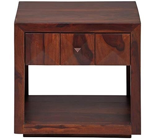 Saamenia Furnitures Sheesham Wood Contemporary End Table with 1 Drawer | Bed Side Table (Wood,Natural)