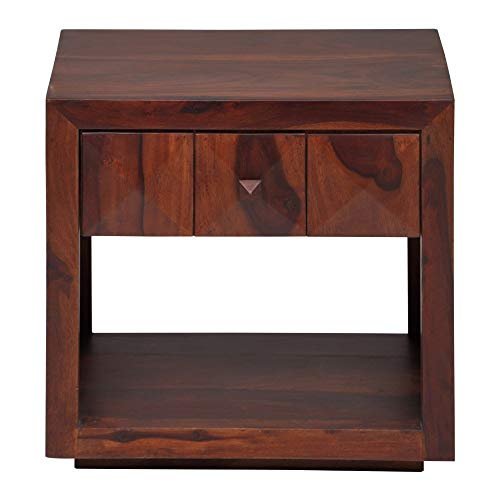 Saamenia Furnitures Sheesham Wood Contemporary End Table with 1 Drawer | Bed Side Table (Wood,Natural)