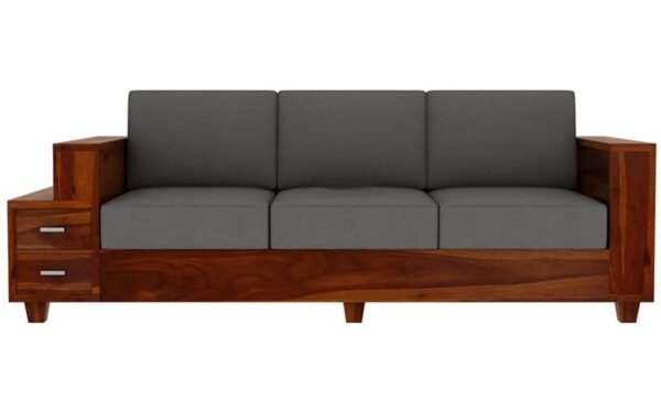 Saamenia Furnitures Solid Sheesham Wood 3 Seater Sofa Set for Living Room Furniture – Honey Finish