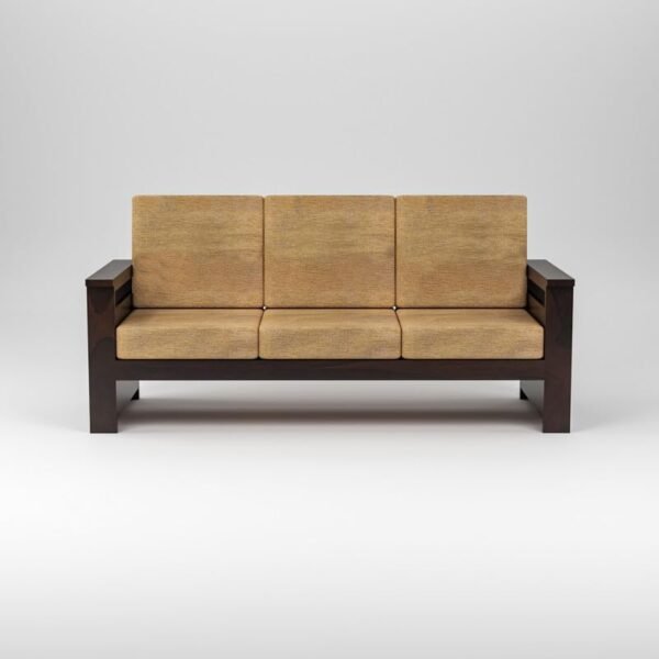 Mamta Furniture Sheesham Wood 3 Seater Sofa Set | Living Room | Walnut Finish | 3 Seater Configuration | Drawing Room | Without Pillow | Solid Wood Frame