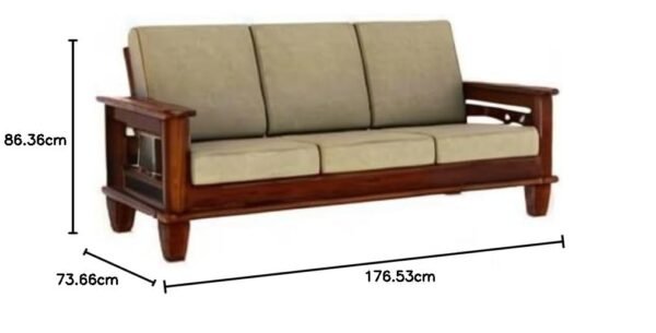 Mamta Furniture Wooden Solid Sheesham Wood 5 Seater Sofa Set with Cushions (5 Seater Sofa | 3+1+1 with Coffee Table, Honey Finish, Beige)