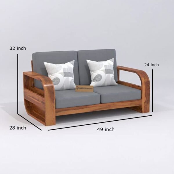 Mamta Furniture Solid Sheesham Wooden 2 Seater Sofa with 40 Density Cushions for Living Room, Home, Office & Lounge – Honey Finish