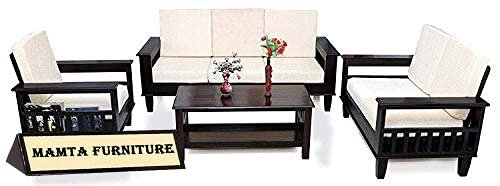 Mamta Furniture Wooden Solid Sheesham Wood 6 Seater Sofa Set with Cushions (6 Seater Sofa | 3+2+1, Walnut Black Finish)