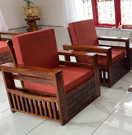 Solid Sheesham Wood 3 Seater Sofa Set with Cushions | Without Pillow