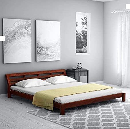 Saamenia Furnitures Solid Sheesham Wood King Size Bed for Living Room | Wooden Bed | Bed for Bedroom | Solid Wood King Size Bed | King Size Wood Bed | (Honey Oak Finish) |