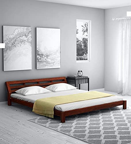 Saamenia Furnitures Solid Sheesham Wood King Size Bed for Living Room | Wooden Bed | Bed for Bedroom | Solid Wood King Size Bed | King Size Wood Bed | (Honey Oak Finish) |