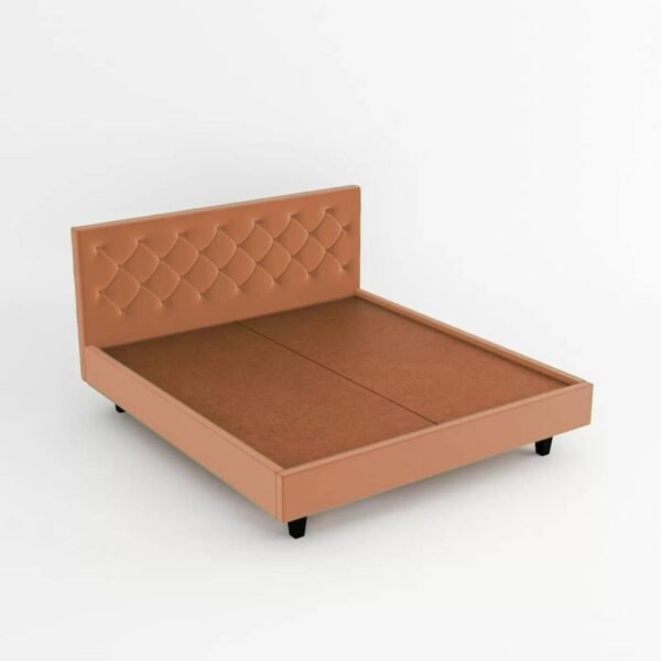 Mamta Furniture King Size Fabric Upholstered Bed | with Button Tufted Headboard | Double Bed Palang Khat for Bedroom | Engineered Wood Bed Frame | Orange Finish