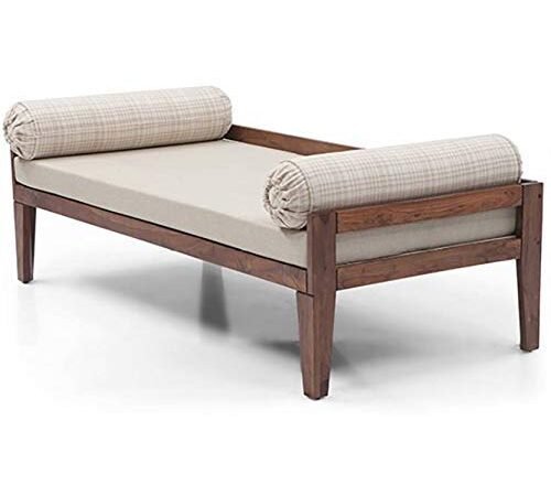 Saamenia Furnitures Solid Wood Divan Bed for Living Room | 3 Seater Divan Single Bed for Drawing Room | Sheesham Wood, Natural Finish