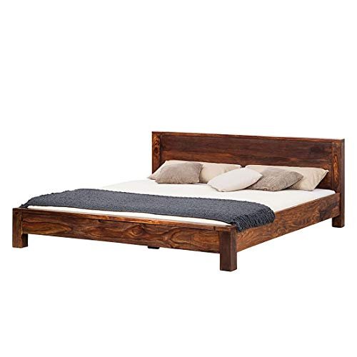 Saamenia Furnitures Sheesham Wood Queen Size Bed for Bedroom | Stylish Bed for Bedroom | Without Storage | Teak Finish |