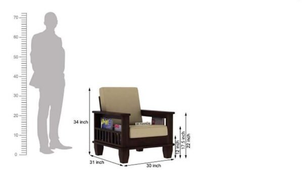 Saamenia furnitures™ Wooden Solid Teak Wood 5 Seater Sofa Set with Cushions (5 Seater Sofa | 3+1+1, Walnut Finish)