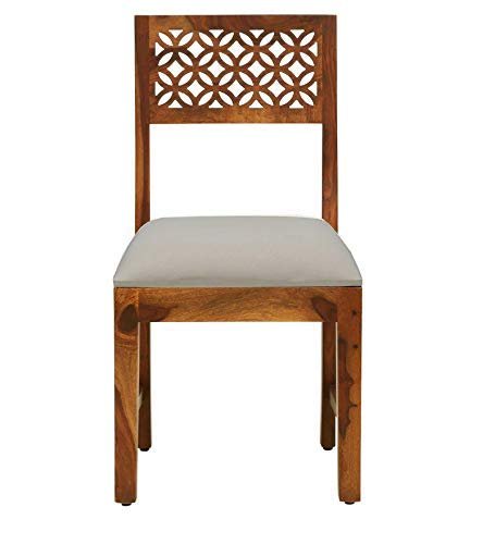 SAAMENIA FURNITURES Solid Sheesham Wooden Dining Chair Set of 2 Living Room Furniture with Cushions – Rustik Teak Finish