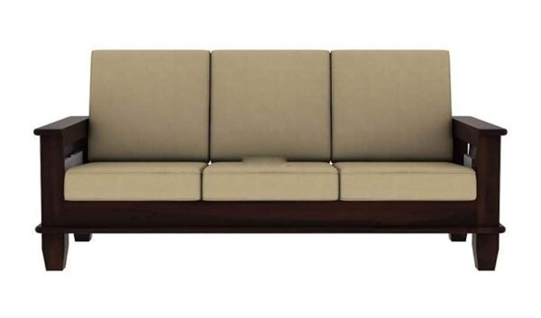 Saamenia furnitures™ Wooden Solid Teak Wood 5 Seater Sofa Set with Cushions (5 Seater Sofa | 3+1+1, Walnut Finish)