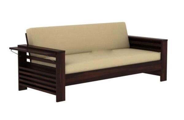 Solid Sheesham Wood Sofa Set 3 Seater Living Room | Three Seater Sofa Set | Sheesham Wood Home Office Furniture | Without Pillow | Wooden 3 Seater Sofa Set | Drawing Hall Sofa Set | (Walnut Finish) |