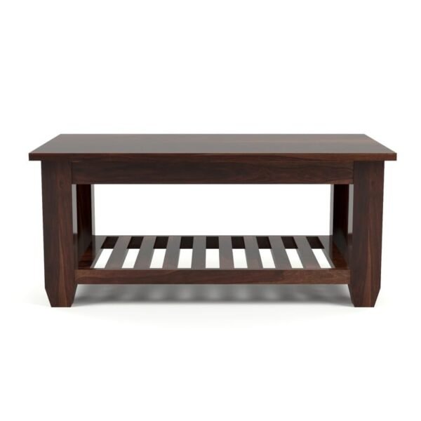 Mamta Furniture Sheesham Wood Coffee Table | 34 x 18 x 16 Inches | Walnut Finish | Living Room Table | Solid Wood Center Table with Shelf | Dining Room