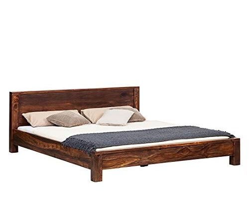 Saamenia Furnitures Sheesham Wood Queen Size Bed for Bedroom | Stylish Bed for Bedroom | Without Storage | Teak Finish |