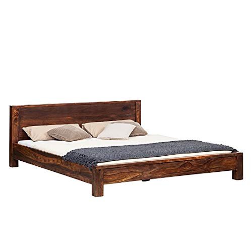 Saamenia Furnitures Sheesham Wood Queen Size Bed for Bedroom | Stylish Bed for Bedroom | Without Storage | Teak Finish |