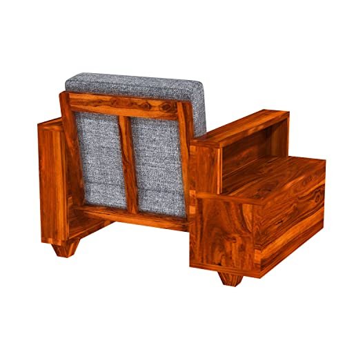 Mamta Furniture Handcrafted Solid Sheesham Wood 5 Seater Sofa Set | Living Room | Natural Teak Finish | 3+1+1 Configuration | Drawing Room | Without Pillow