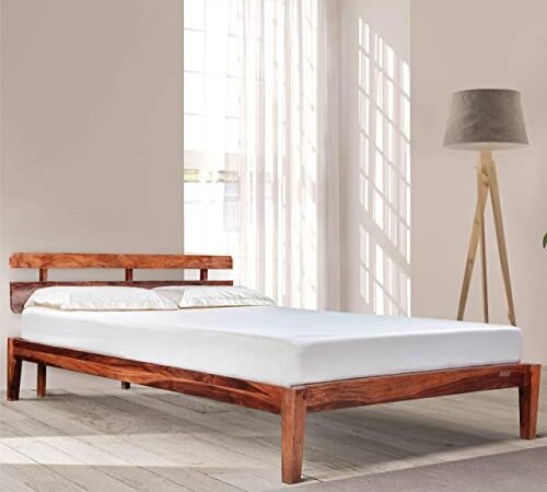 Saamenia Furnitures High Grade Solid Sheesham Wooden Bed Queen Size for Bedroom , Double Bed Without Storage