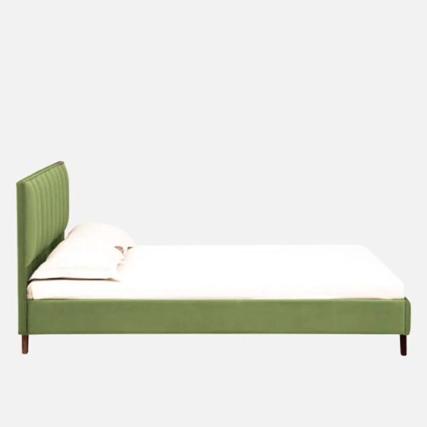 Mamta Furniture Fabric Upholstered King Size Bed | Green Headboard | Bedroom Bed | Wooden Frame | Master Bedroom | Guest Room | DIY Assembly | With Headboard