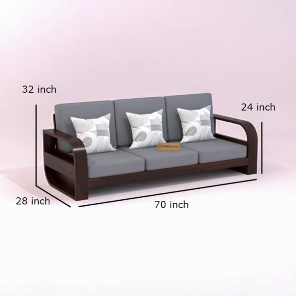 Saamenia Furniture Wooden 5 Seater Sofa Set for Living Room | Five Seater Sofa for Office & Lounge | 3+1+1 Seater Sofa Sets for Home | Sheesham Wood, Walnut Finish