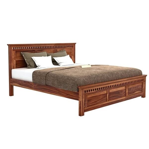 Saamenia Furnitures Solid Sheesham Wooden King Size Bed Without Storage For Living Room Furniture – Honey Finish