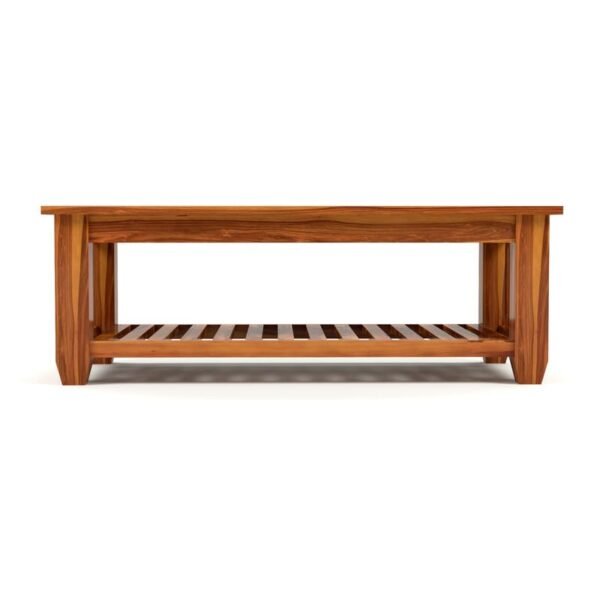 Mamta Furniture Vesta Solid Sheesham Wood Coffee Table | 44 x 22 x 16 Inches | Solid Wood Center Table with Shelf | Premium Living Room Furniture | Honey Finish
