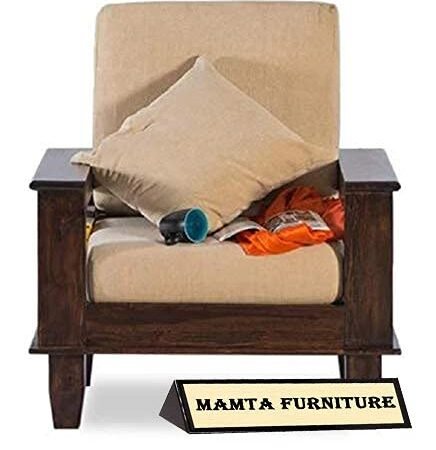 sofa set 1 (Walnut Finish, 1 Seater Sofa, Regular Design)