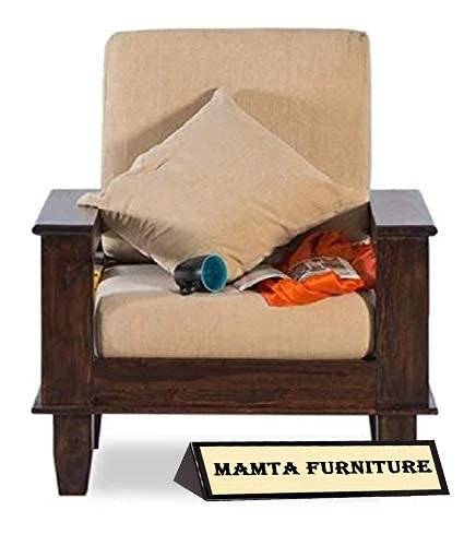 sofa set 1 (Walnut Finish, 1 Seater Sofa, Regular Design)