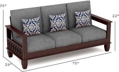 Saamenia Furnitures Solid Sheesham Wood 5 Seater Sofa Set for Living Room Furniture – Walnut Finish (3+1+1 Seater)