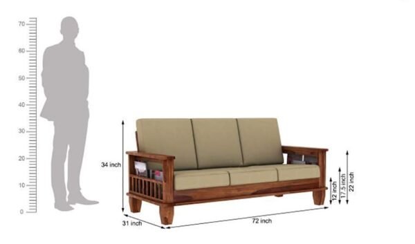 Mamta Furniture Wooden Solid Sheesham Wood 5 Seater Sofa Set with Cushions (5 Seater Sofa | 3+1+1, Honey Finish) – Brown