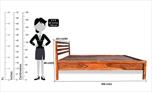 Saamenia Furnitures Solid Sheesham Wood Queen Size Double Bed Furniture for Bedroom Wooden Beds Without Storage for Living Room Home Decor & Hotel (Brown)