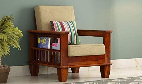 Mamta Furniture Wooden Solid Sheesham Wood 5 Seater Sofa Set with Cushions (5 Seater Sofa | 3+1+1, Natural, Beige)