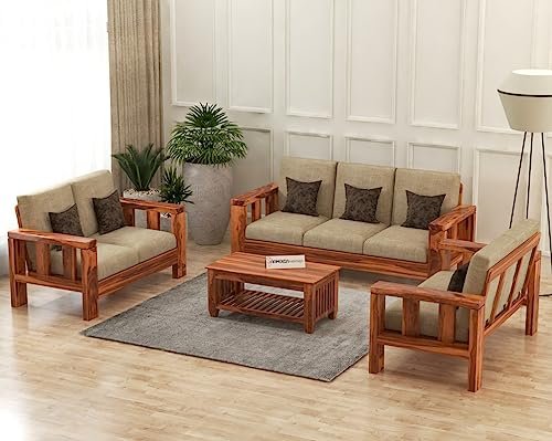 Mamta Furniture Solid Sheesham Wooden 7 Seater Sofa Set for Living Room Furniture - Honey Finish