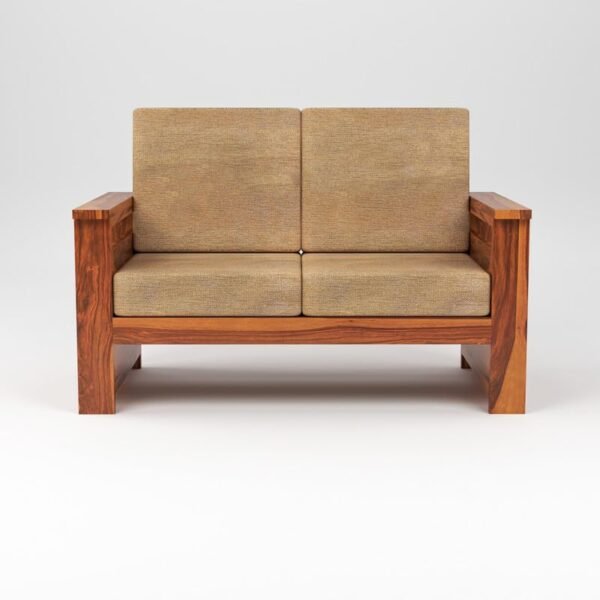Mamta Furniture Solid Sheesham Wood 2 Seater Sofa Set | For Living Room Hall & Office | Wooden Two Seater with Cushions | Honey Finish | Drawing Room | Without Pillow