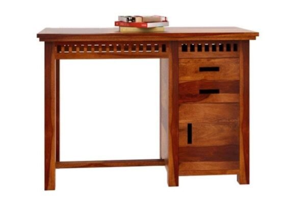 SAAMENIA FURNITURES Sheesham Wood Study Table Workstation & Chair with 2 Drawer and Cabinet Storage Office Desk Writing Tables Solid Wooden Furniture for Study Room Home – Honey Finish